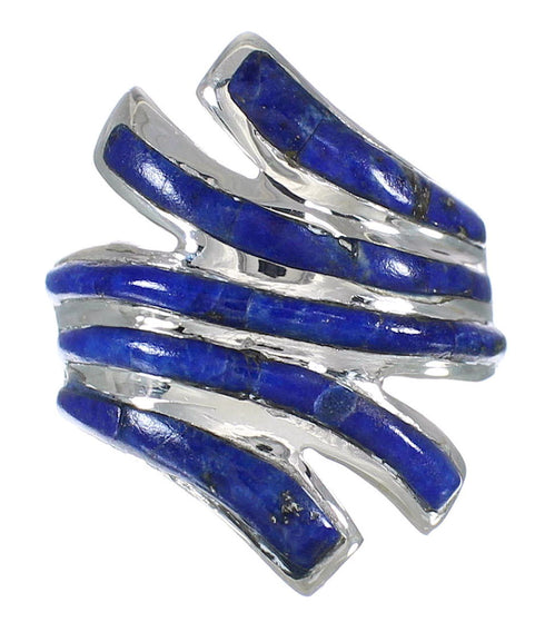 Lapis Inlay And Genuine Sterling Silver Southwestern Ring Size 6 WX61651